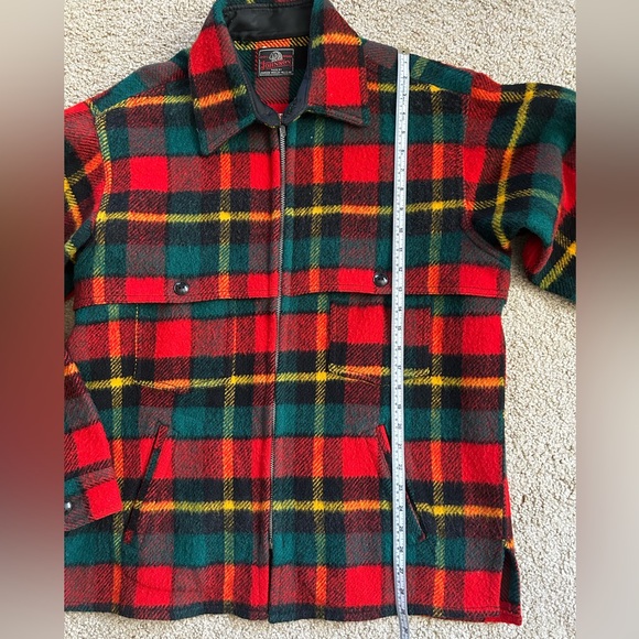 Vintage Plaid Wool Zip Up Jacket - Red, Green, Yellow - Picture 6 of 7